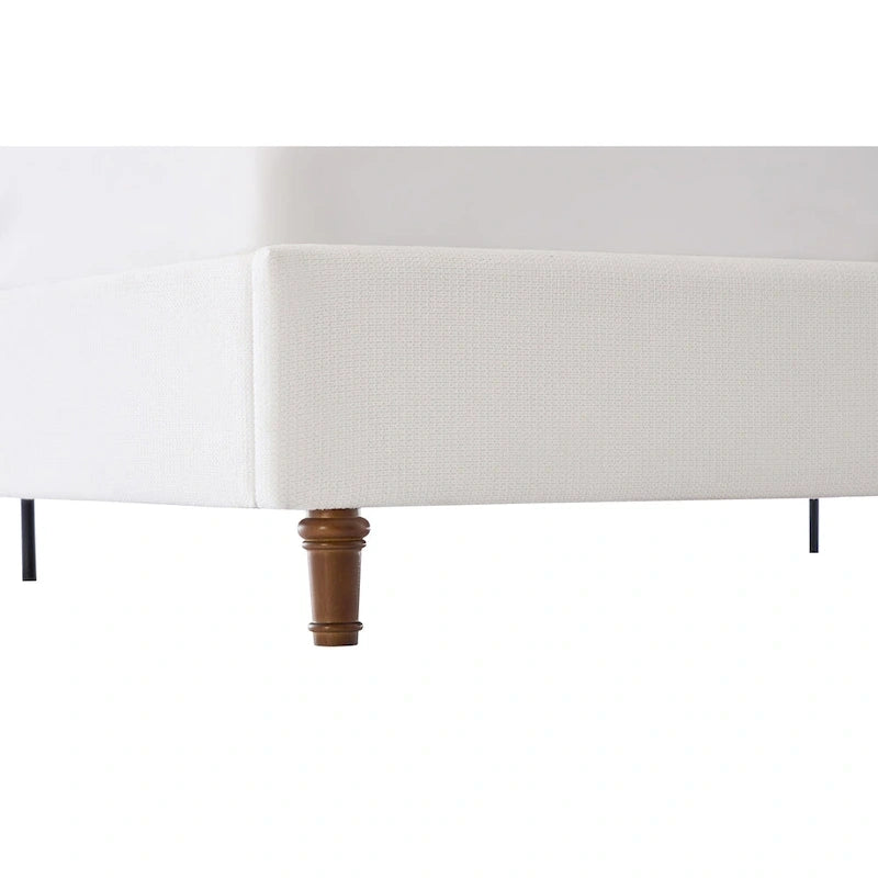 King Wingback Upholstered Bed | 54 Camelback Headboard | Cream Chenille | 1000 lb