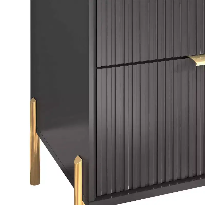 Festivo 3pc Modern Elegance 2 Drawer Nightstands and 6 Drawer Dresser Set Black