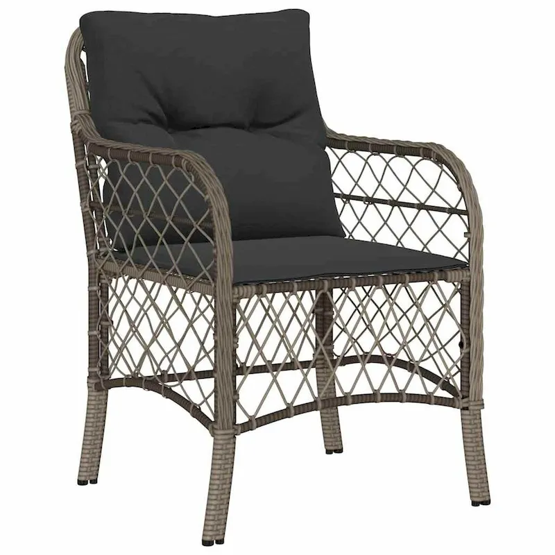 vidaXL Patio Dining Set with Cushions Table and Chair 7 Piece Poly Rattan