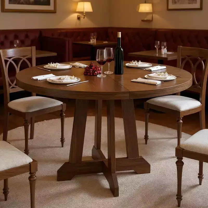 GustoWave 47 Inch Round Dinner Table for 4