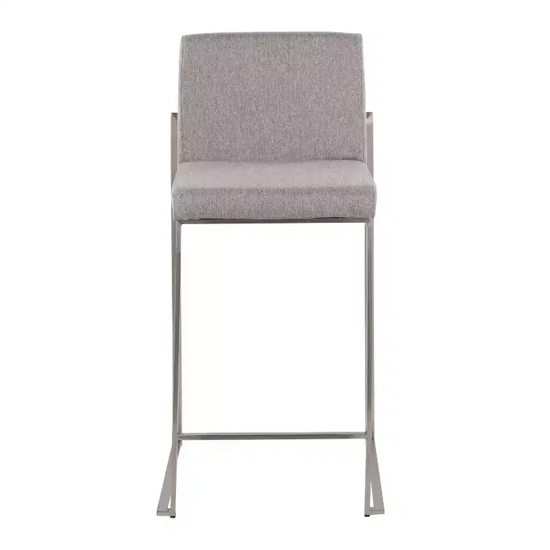 LumiSource Set of 3 Fuji High Back Counter Height Barstools Stainless Steel/Gray