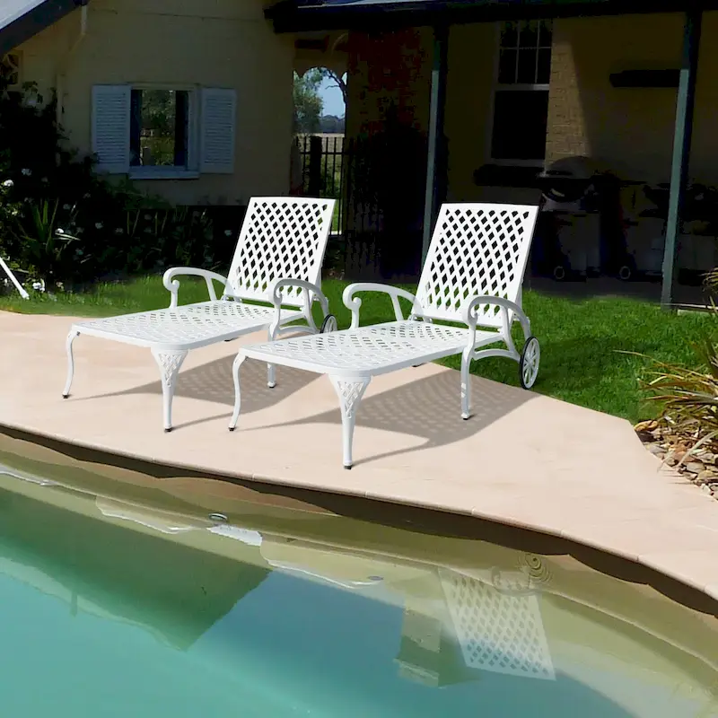 Aluminum Waterproof Chaise Lounge Reclining Chair (Set Of 2)