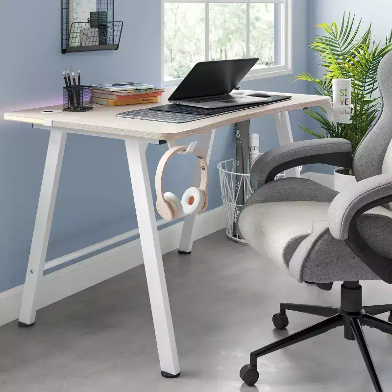 Gaming Desk with LED Lights and Headphone Holder - Room Essentials