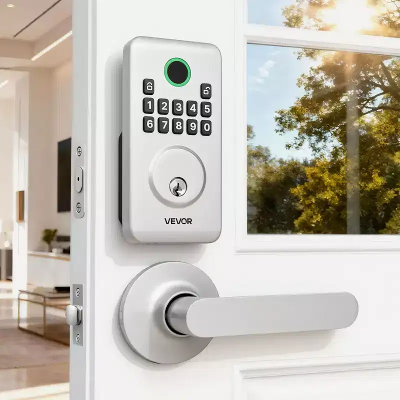 VEVOR Keyless Entry Door Lock with Handle Set,Electronic Keypad Deadbolt with Lever Handles,Pioneering Easy-Grip Design,Customizable User Codes,Silver