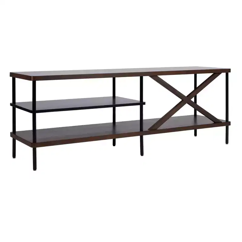 Bruno Industrial Media Stand - MED5001 - Walnut/Black - Safavieh