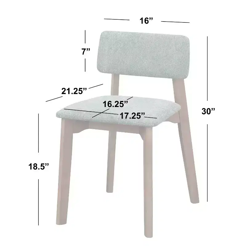 Buylateral Set of 2 Nettie Mid Century Modern Upholstered Dining Chairs Walnut/Beige
