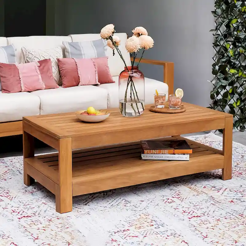 Cambridge Casual Logan 5-Piece Teak Patio Conversation Set with Sunbrella Cushion
