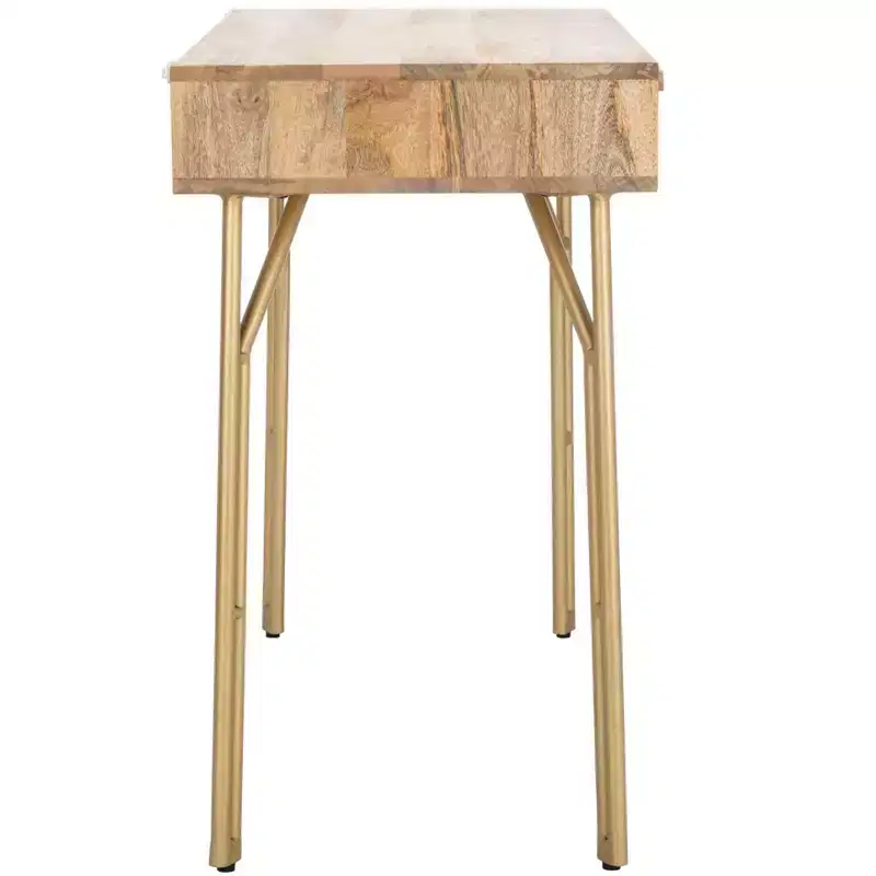 Lily 2 Drawer Desk - DSK9006 - Natural/Brass - Safavieh