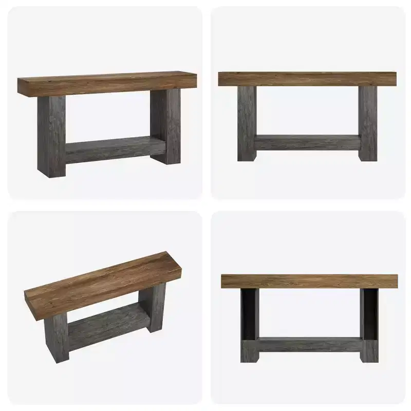 Entryway Console Table, Farmhouse 2-Tier Entryway Table, Long Sofa Accent Table Behind Couch Table