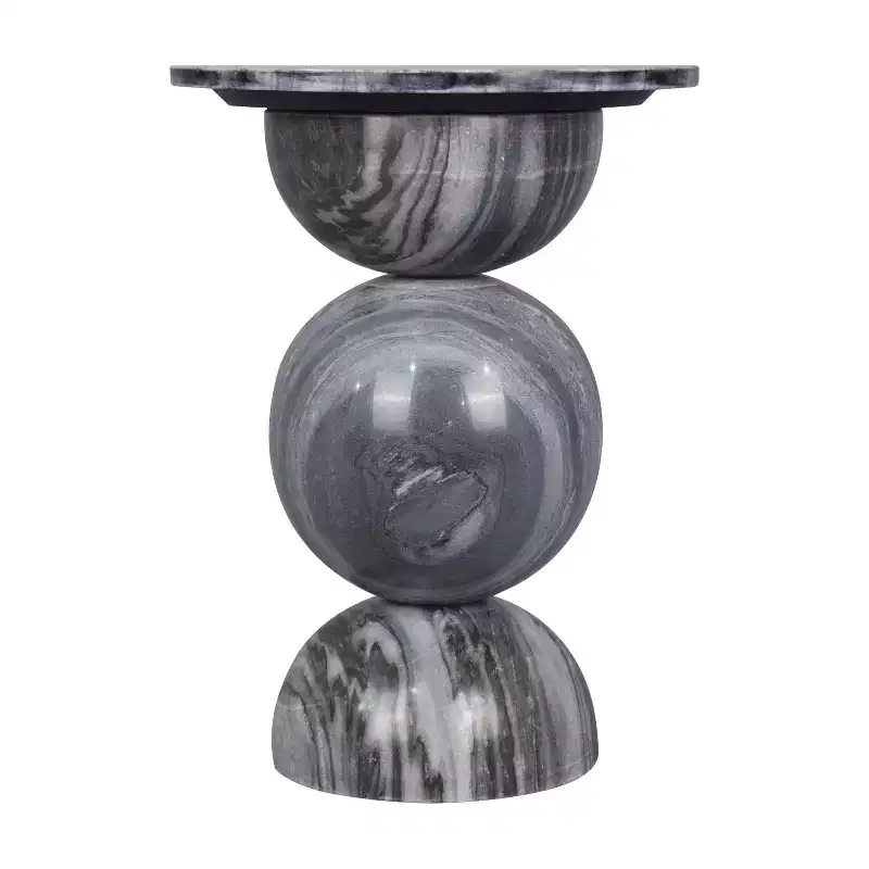 JONATHAN Y Aura 19 Modern Natural Marble Handmade Stacked Round Pedestal End Table