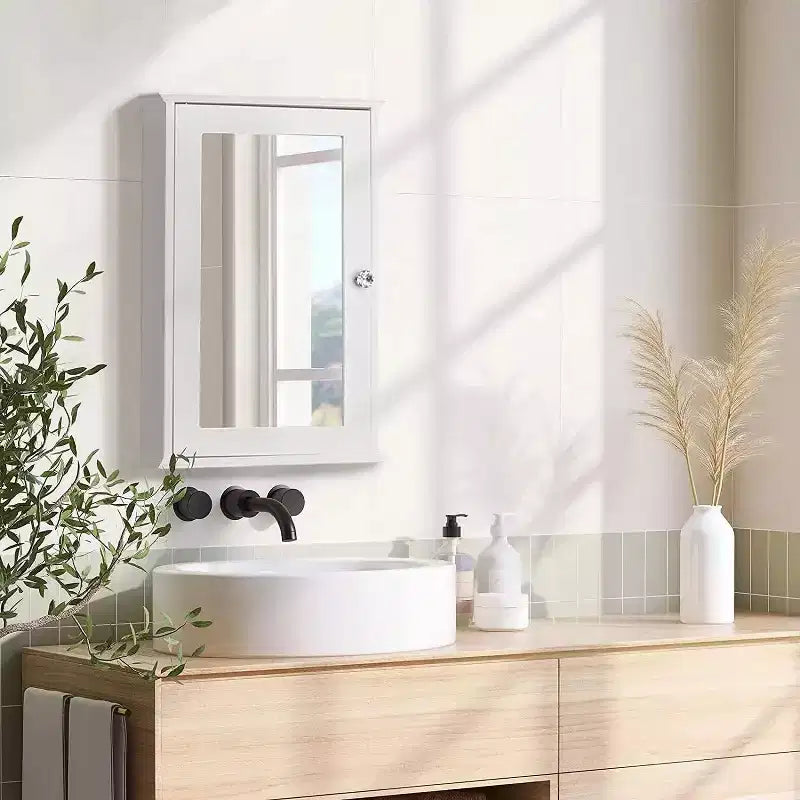 VINGLI Bathroom Wall Cabinet Wall Mount Mirrored Medicine Cabinet with Mirror Storage Organizer