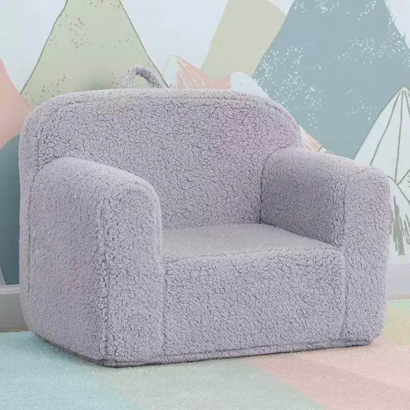 Kids Plush Upholstered Arm Chair – Grey / Hot Pink / Powder Blue / Rose / Royal Blue / Sage, Seats 1