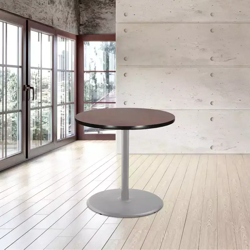Hampden Furnishings 36" Bennet Collection Round Dining Table Gray/Mahogany