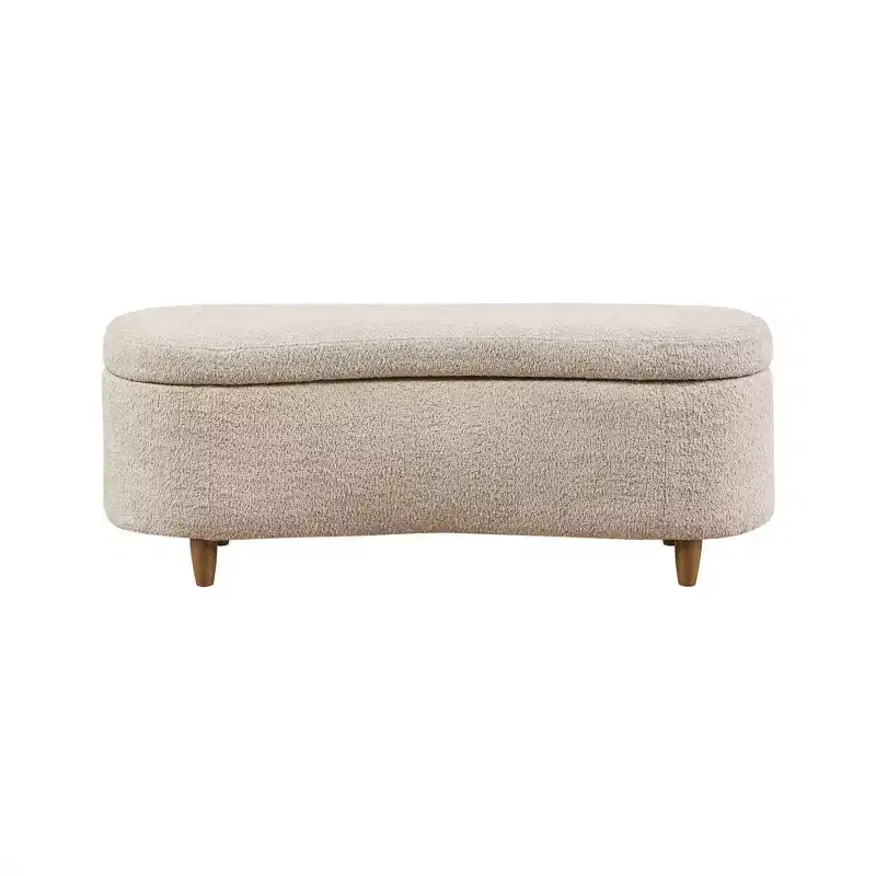 Bailey Boucle Flip Top Storage Bench Taupe - Ink+Ivy: Upholstered Ottoman, Bedroom Furniture with Wood Legs