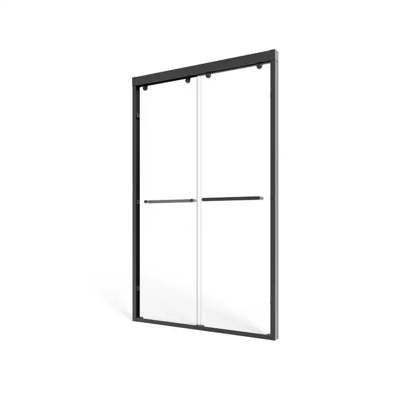 MAYEERTY 8mm Tempered Glass Double Sliding Shower Door - Adjustable Width for Small Bathrooms, Dual-Tone Aluminum Frame