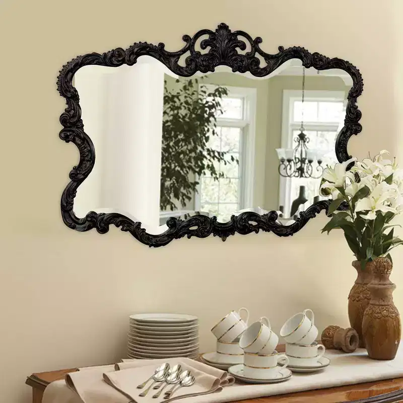 Howard Elliott 40x30 Rectangular Iron Framed Wall Mirror with Mottled Silver Finish