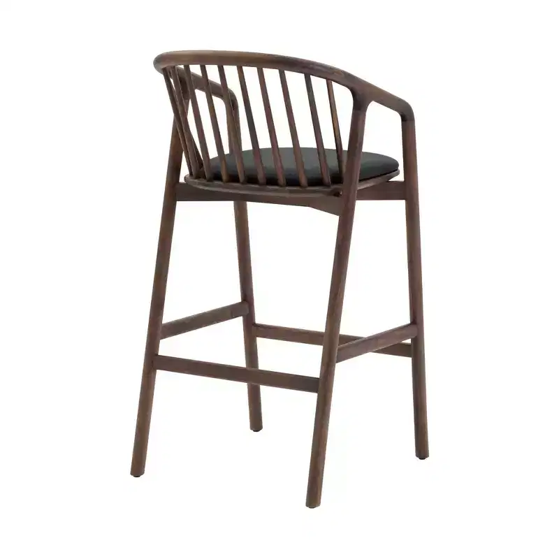 Armen Living Echo Wood and Faux Leather Barstool