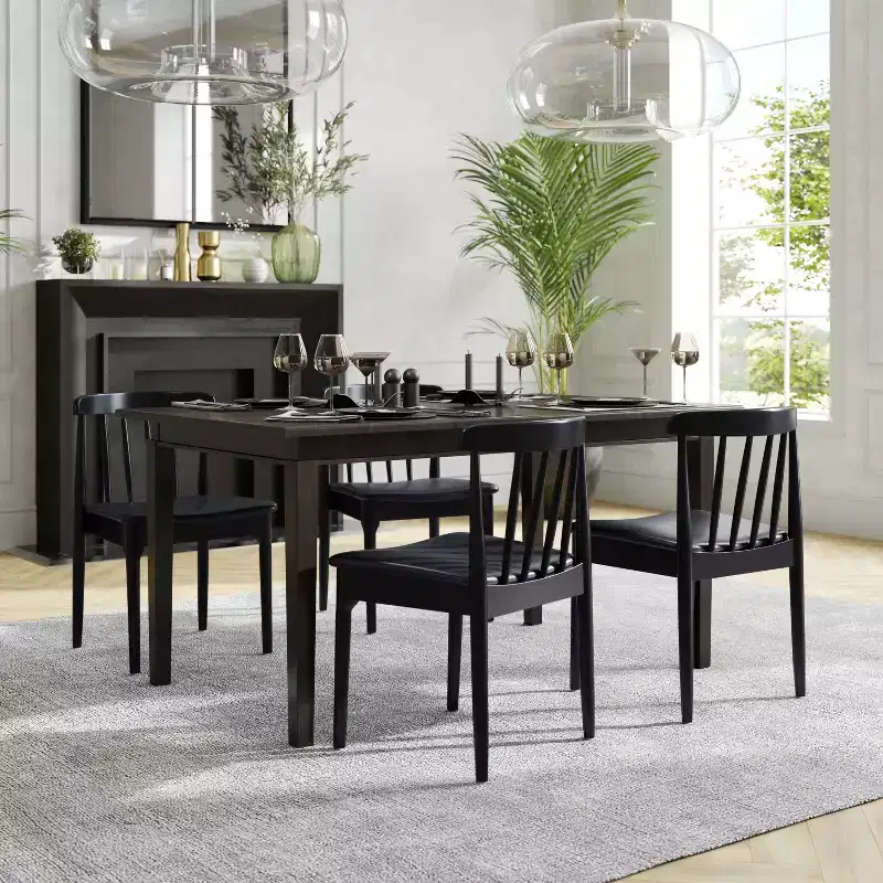 Flash Furniture Chester Commercial Grade Solid Wood Dining Chair with Slatted Backrest and Vinyl Seat