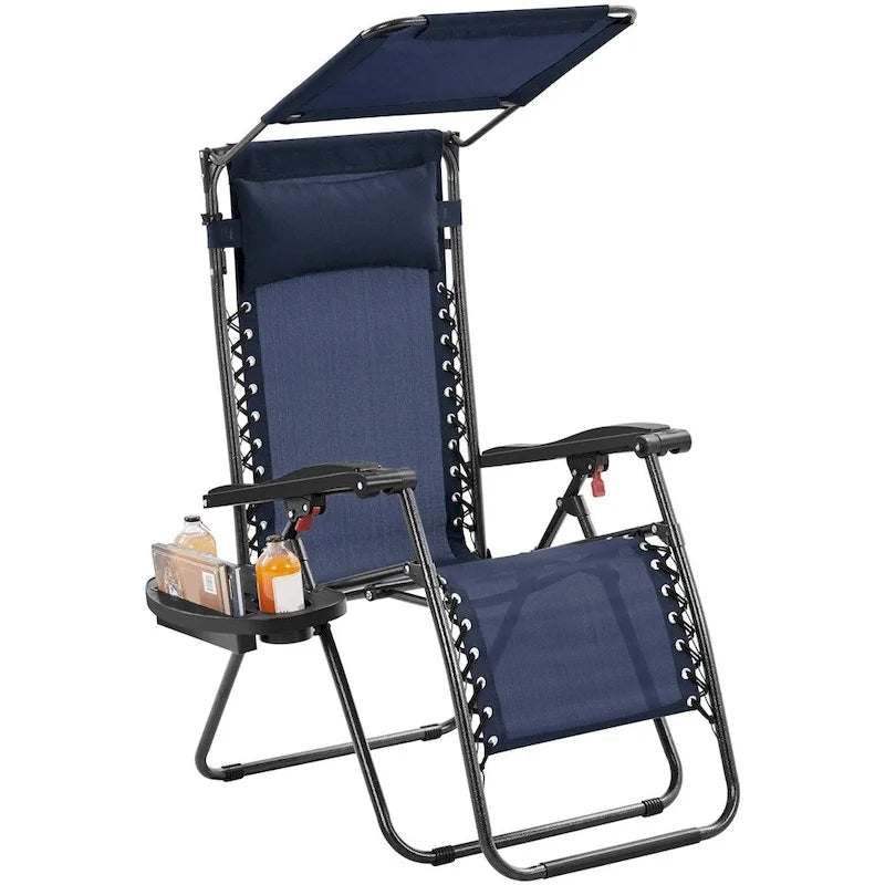 Yaheetech 26in Outdoor Zero Gravity Chair Patio Lounge Camping Chair with Sunshade