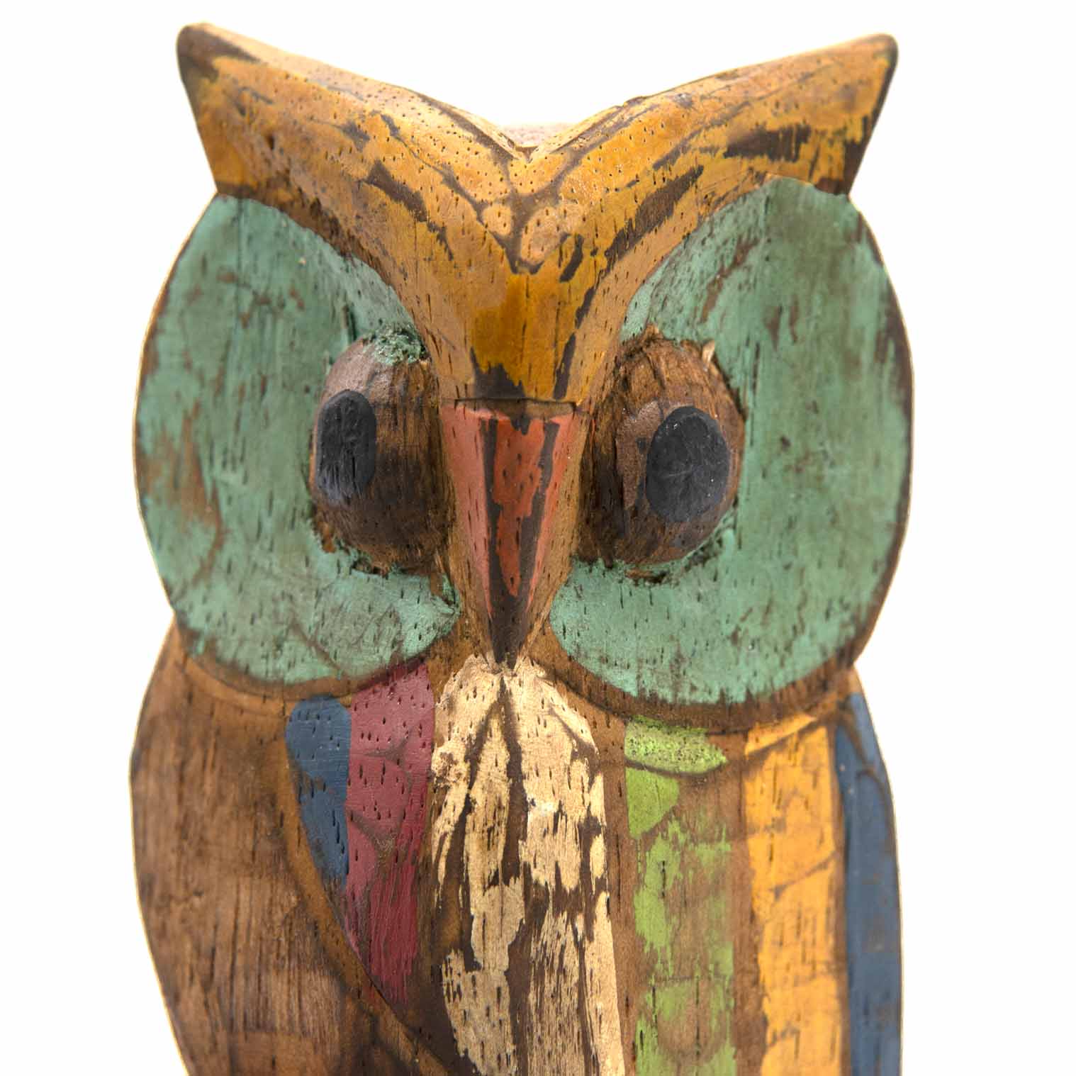 Rustic Painted Owl Carving