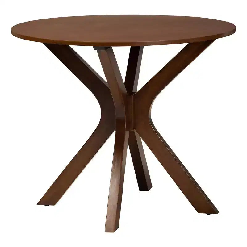 Baxton Studio Linnet Mid-Century Modern Wood and Rattan 5-Piece Dining Set