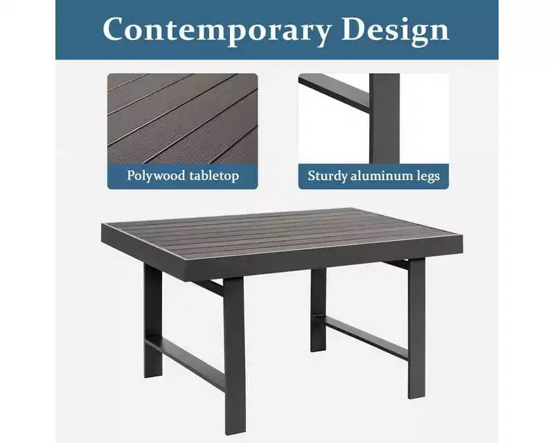 Heynemo 5 pcs Aluminum Sofa Furniture Sets, Modern Metal Sectional Conversation Sofa Chairs Sets Patio Sofa Seating Group With Cushions