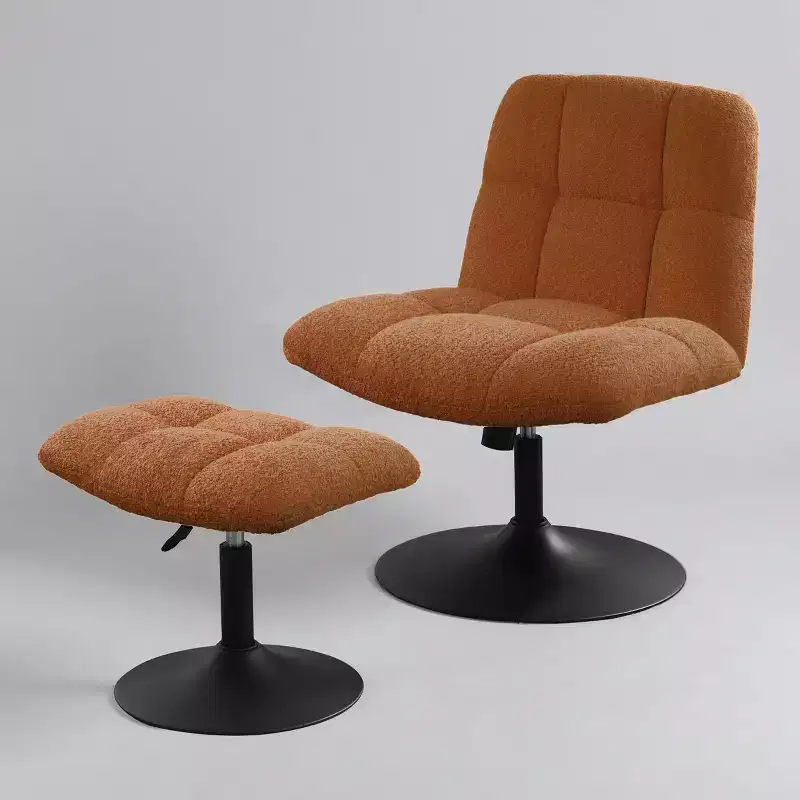 Art Leon Leisure Linen Fabric Swivel Accent Chair with Ottoman, Wood and Metal Frame