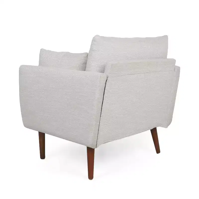 Christopher Knight Home Gould Upholstered Club Chair with Accent Pillows Beige/Walnut