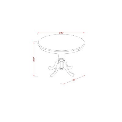 3-Piece Black and Cherry Finish Solid Wood Top - Button Tufted Dining Room Set - Seats-4