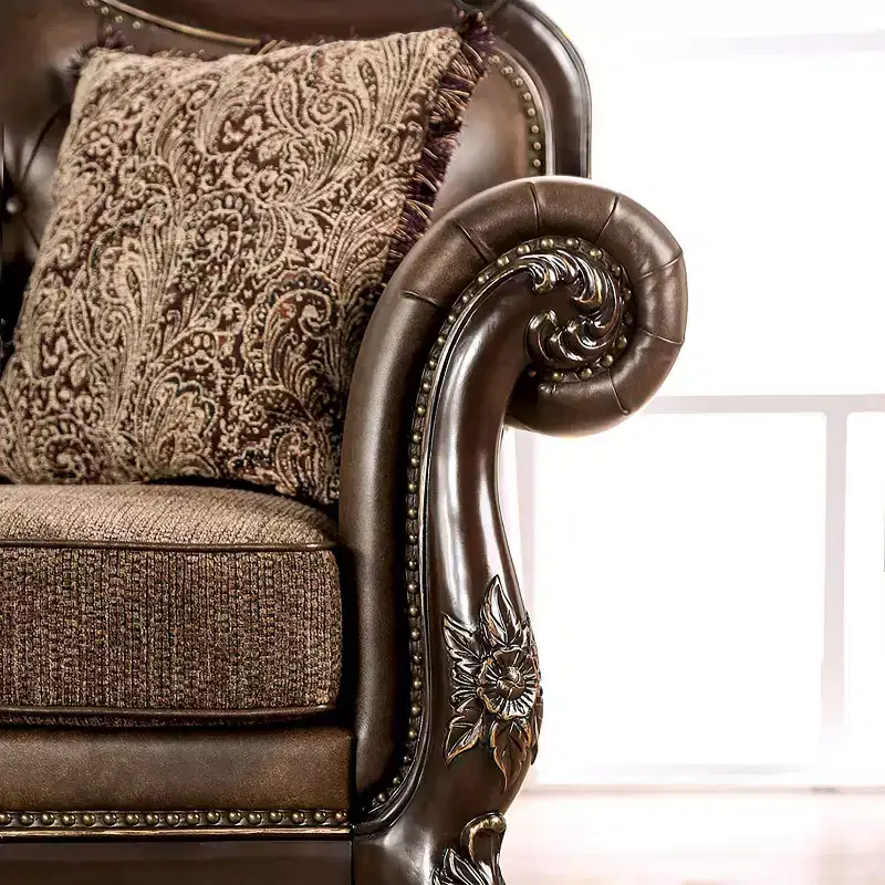 HOMES: Inside + Out Frazer 73" Loveseat Traditional with Nailhead Trim Brown