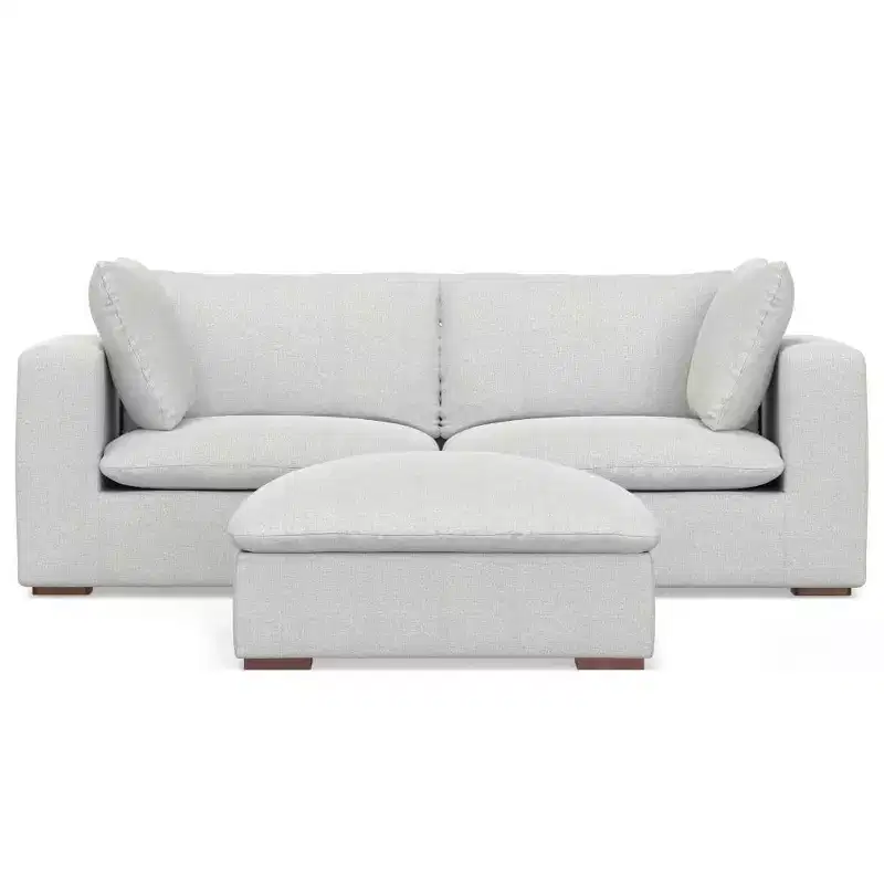 WyndenHall Marlee 2 Seater Sofa and Ottoman Cloud Gray