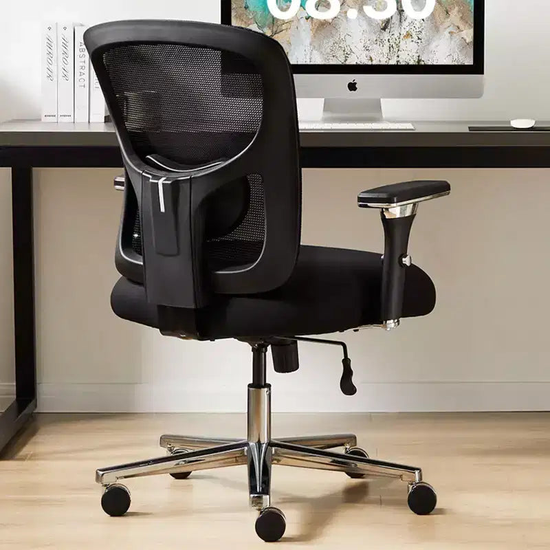 Okak Minimalism Ergonomic Office Chair with Mesh Backrest, Computer Chair with Lumbar Support and Armrest, Swivel Chair for Home, Office, Black
