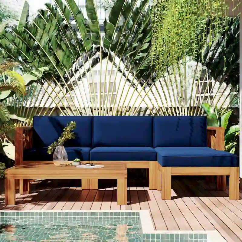 5-Piece Outdoor Sectional Sofa Set with Cushions