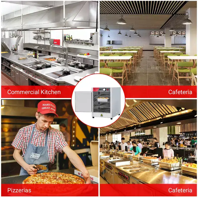 4-Tier Hot Box Food Warmer, 850W Stainless Steel Heated Cabinet with Water Tray, Fits 1/1 Pans, Commercial Proofing Cabinetfor Pizza, Chicken, Pastry
