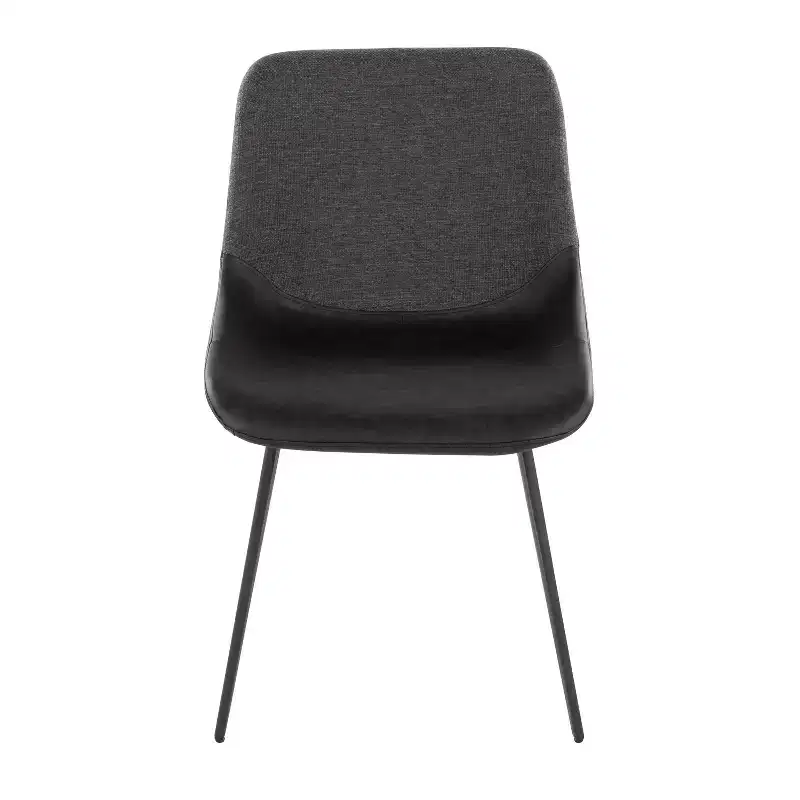 LumiSource Set of 2 Outlaw Two Tone Fabric Accent Chairs Black Metal/Black PU/Gray