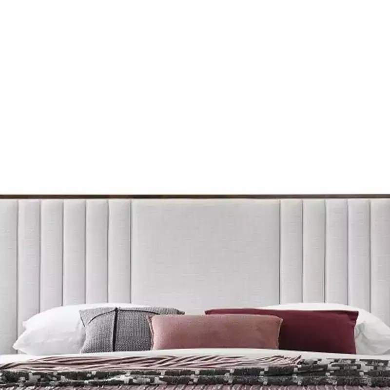 87.4" Eastern King Bed Kaleea Bed Light Gray Chenille Walnut Finish - Acme Furniture