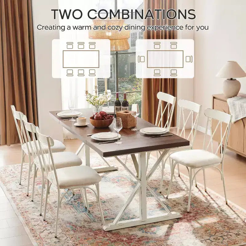 Probe Hues 6 Person Rectangular Double Pedestal Dining Table Set