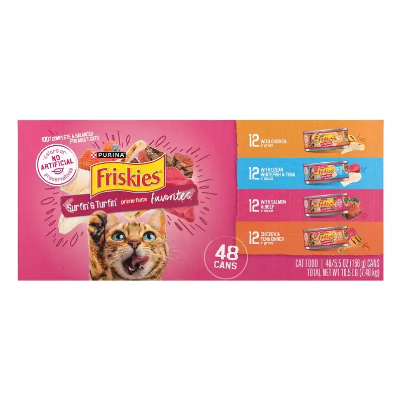 Friskies Tuna, Chicken, Fish, Beef, Salmon and Seafood Flavor Variety Pack Gravy Wet Cat Food - 16.5lbs/48ct