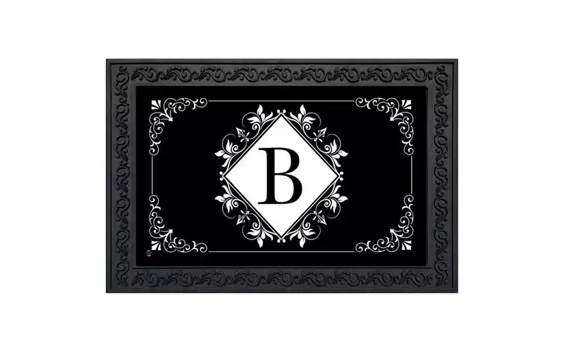Briarwood Lane Everyday Doormat 30x18 Indoor Outdoor Black and White Monogram B Doormat
