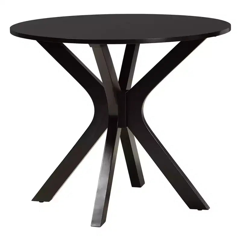 Baxton Studio Linnet Mid-Century Modern Wood and Rattan 5-Piece Dining Set