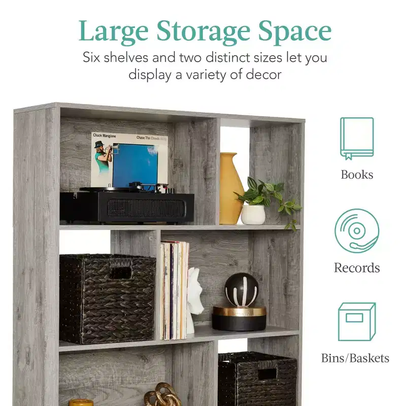 Best Choice Products 3-Tier Mid-Century Modern Wooden Bookcase w/ Removable Back Panels, Offset Pine Legs