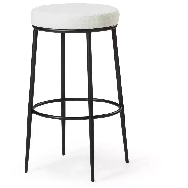 Maven Lane Stella Backless Metal Bar Stool with Fabric Upholstered Seat 31