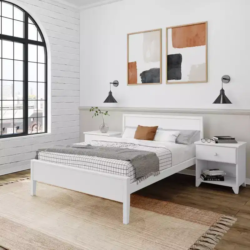 Plank+Beam Solid Wood Full Size Bed Frame with Headboard, Modern Platform Bed for Adults