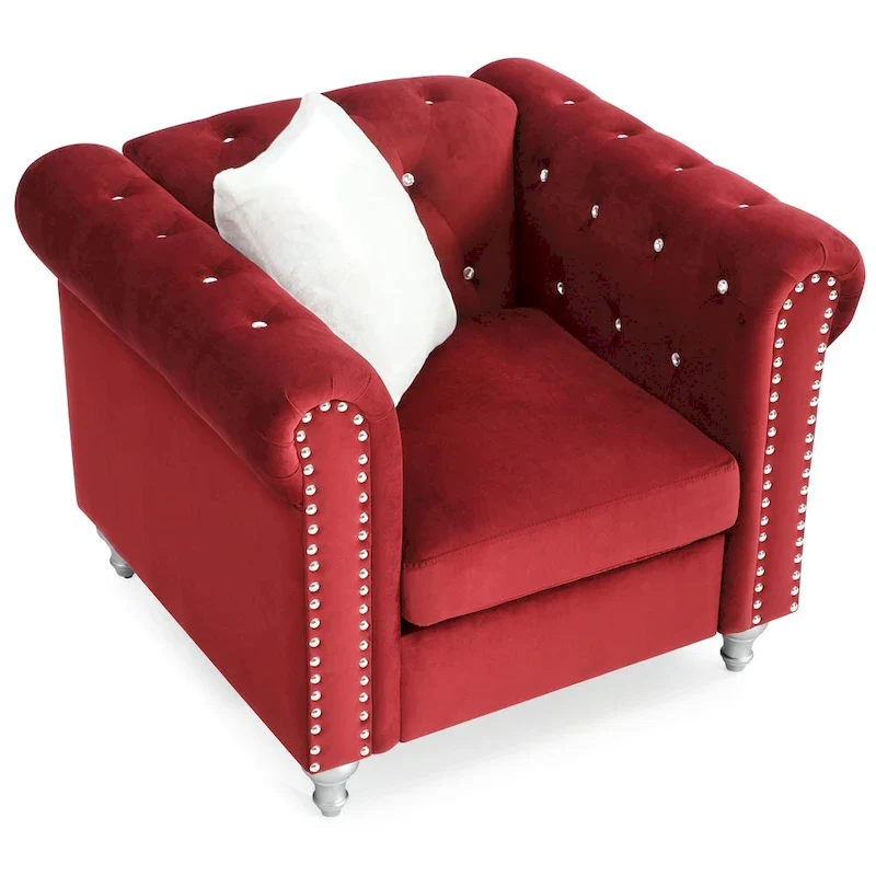 Velvet Crystal Accent Chair