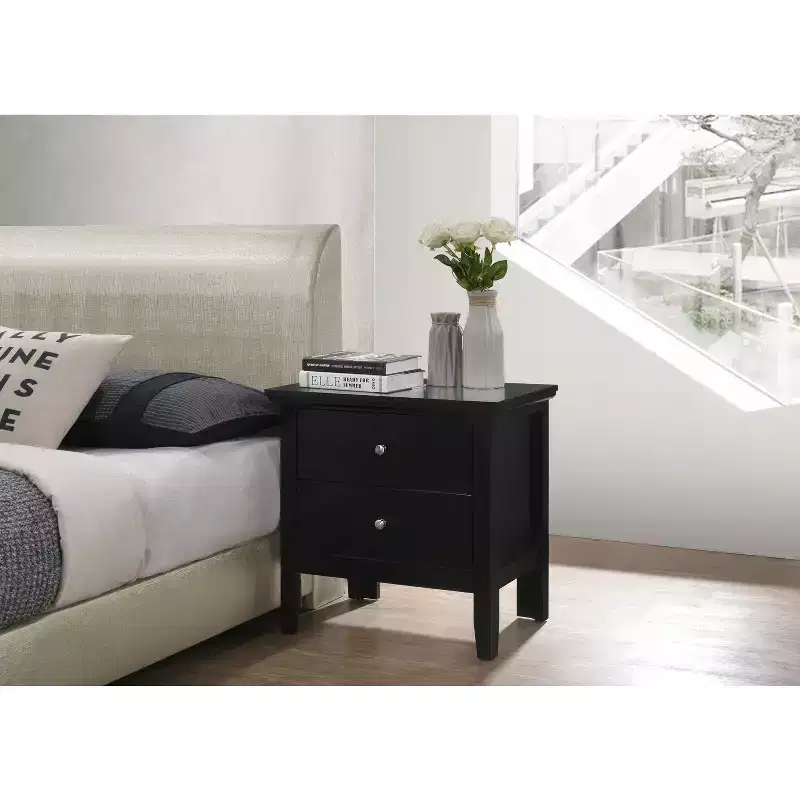 HomeStock Rectangle Cherry Wood Nighstand For Living Room and Bedroom