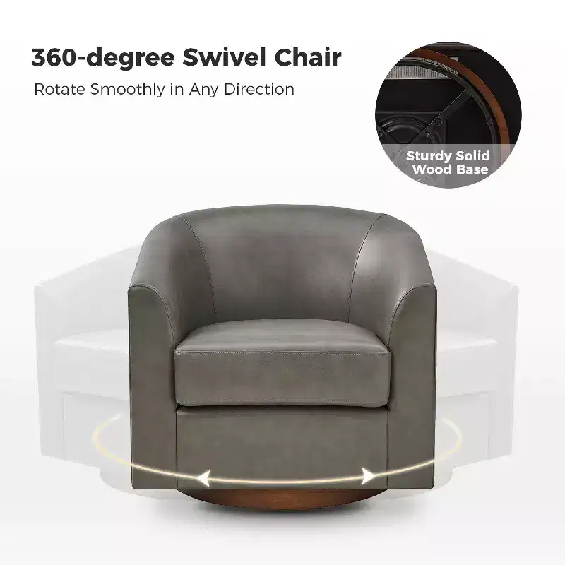 Set of 2 Jessie 30.5 Wide Modern Swivel Barrel Faux Leather Chair with Solid Wood Base|ART OF LIVING DESIGNS