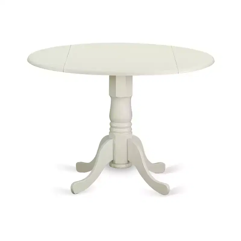 HomeStock 3 Piece Dinette Set Round Table 2 Chairs Linen White