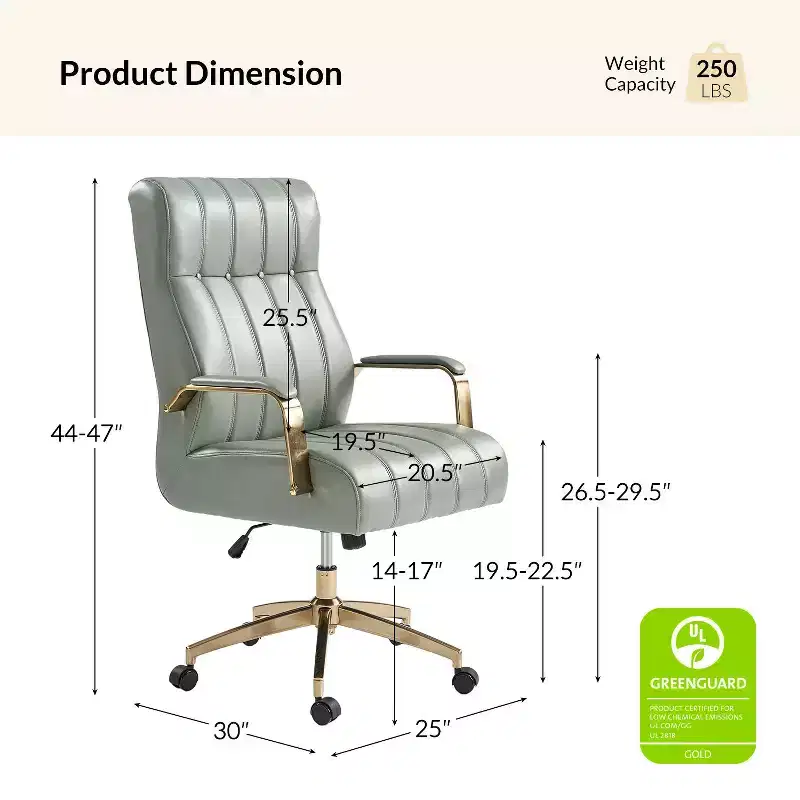 Siivio Modern Leather Swivel Tilting Office Chair with Channel Tufted|HULALA??HOME