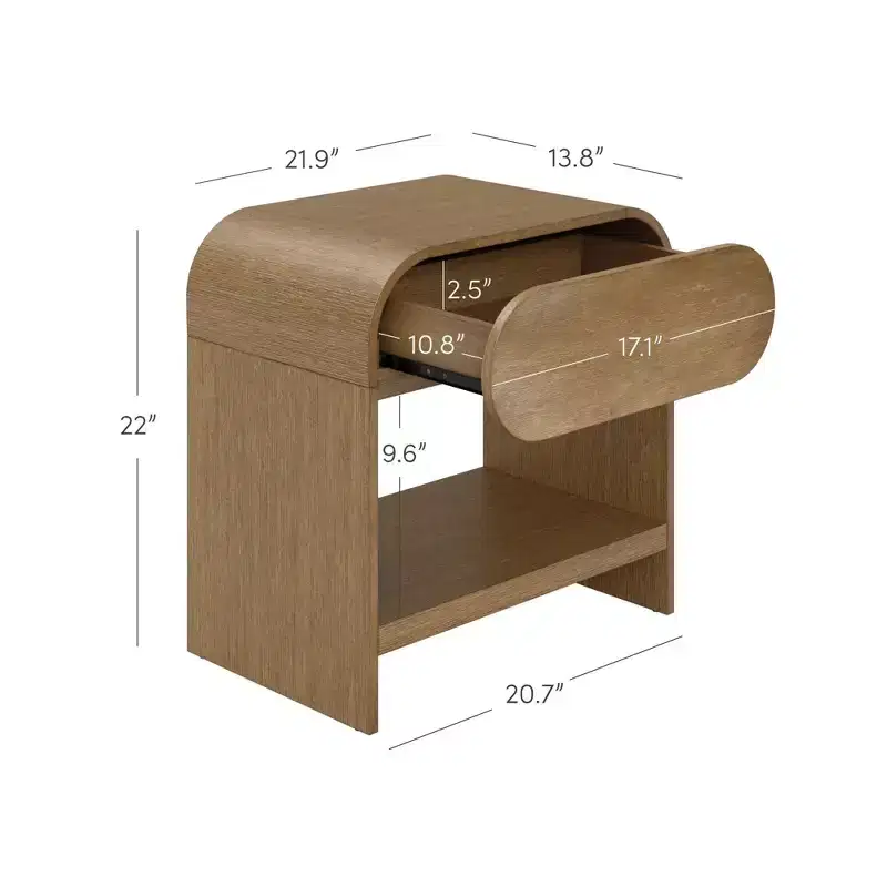 Nathan James Set of 2 Iris Nightstand Light Brown