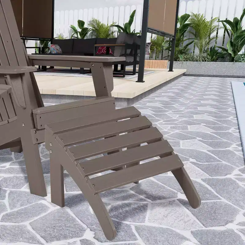 Aoodor Outdoor Adirondack Ottoman, HDPE Adirondack Chair Ottoman, Outdoor Patio Weather Resistant for Patio, Porch, Backyard, Garden, Lawn, Deck